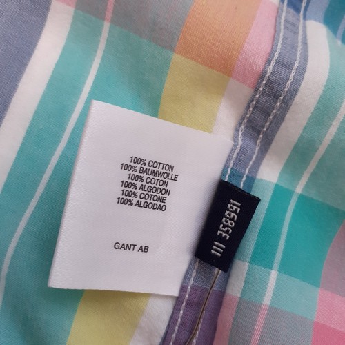 Camisa Gant. Telar manual Madras. Camisa a cuadros multicolor E-Z FIT. Talla mediana. - Imagen 12 de 12