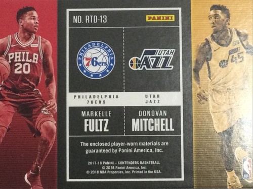 Mitchell & Fultz 2017-18 Panini Contenders Rookie Dual Ticket RTD-13 Jersey Card - Picture 12 of 12