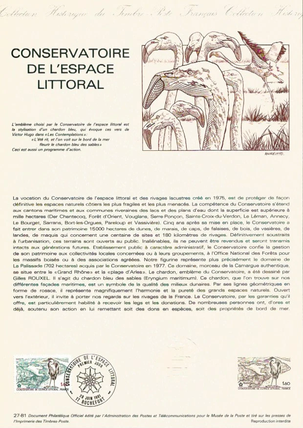 Document Philatélique 1er Jour, CONSERVATOIRE Oiseaux 1981, N°YT 2146 - Photo 1/1