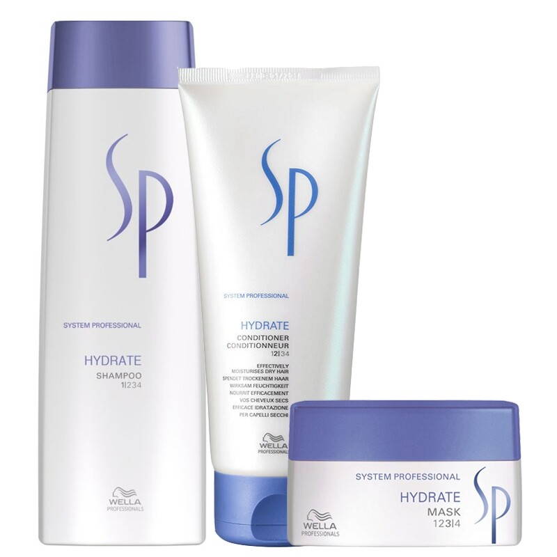 Set Für Trockenes Haar Feuchtigkeitscreme Wella Hydrate shampoo 250ml +Balsamo+