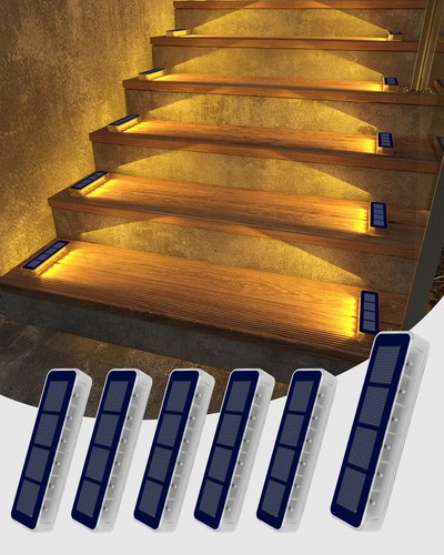 Solar LED Step Lights 4 Pack Outdoor IP68 Waterproof high Brightness Stairs Lamp - Picture 7 of 8