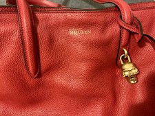 Alexander McQueen Large Skull Padlock Red Leather Satchel