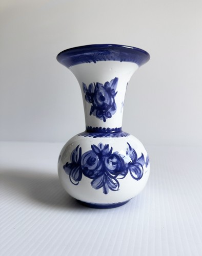 Vintage Portugal 54-B Long Neck Wide Mouth Blue Willow 7" VASE Keramik Keramik - Bild 2 von 10