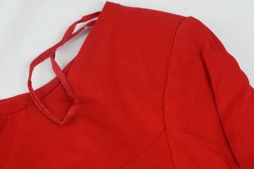 Vintage 80s Ann Tobias Women 10 Black Red A-Line Long Sleeve Dress NWT B1032 - Picture 6 of 12
