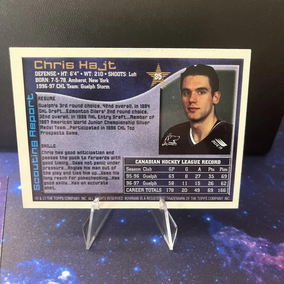 1997-98 Bowman CHL O-Pee-Chee Chris Hajt #35 Guelph Storm Auto Autograph No COA - Image 2 of 2