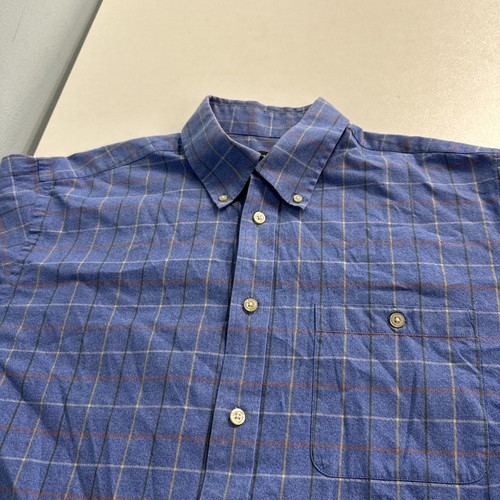 Camicia uomo ORVIS cotone manica lunga blu plaid 4E4C bottoni davanti XL X-LARGE - Foto 5 di 17