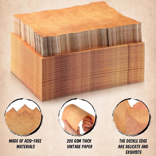 100 Sets Vintage Envelopes & Deckle Edge Blank Paper - Elegant 5x7 Invitations - Picture 6 of 9