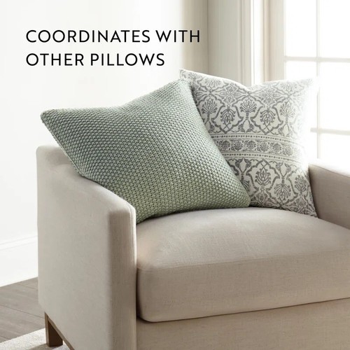 Becky Cameron Green Textured Knit Throw Pillow W/Insert - 20” X 20” - Picture 4 of 7