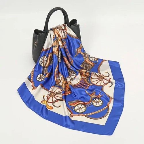 Sciarpa quadrata scialle seta per donna stampa foulard raso fasce capelli hijab donna - Foto 18 di 78