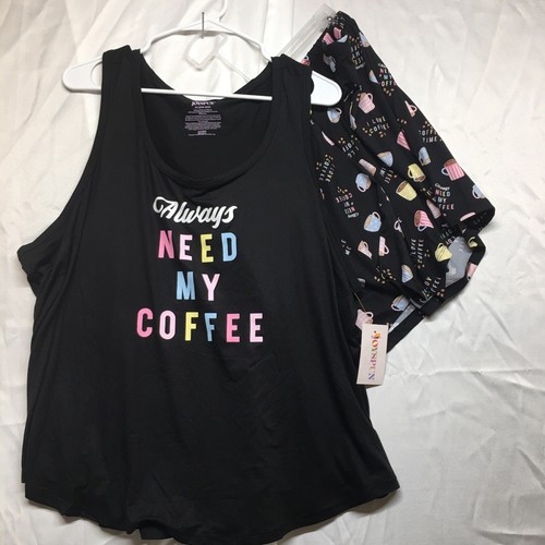 Joyspun Nachtwäsche Shorty Set schwarz Kaffee Tank & Shorts Gr. 3X *