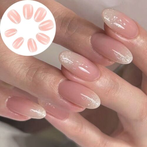 Detachable DIY Fake Nails Long Almond False Nails Simple French