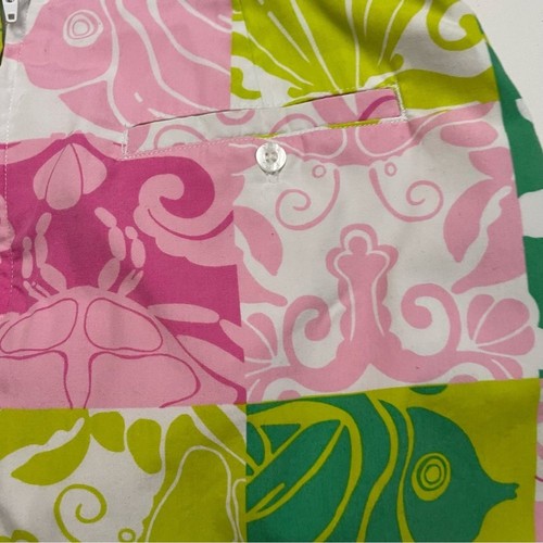 Vintage Lilly Pulitzer Under The Sea Starfish Fish Crab Shell Beach Pink Green - Picture 6 of 11