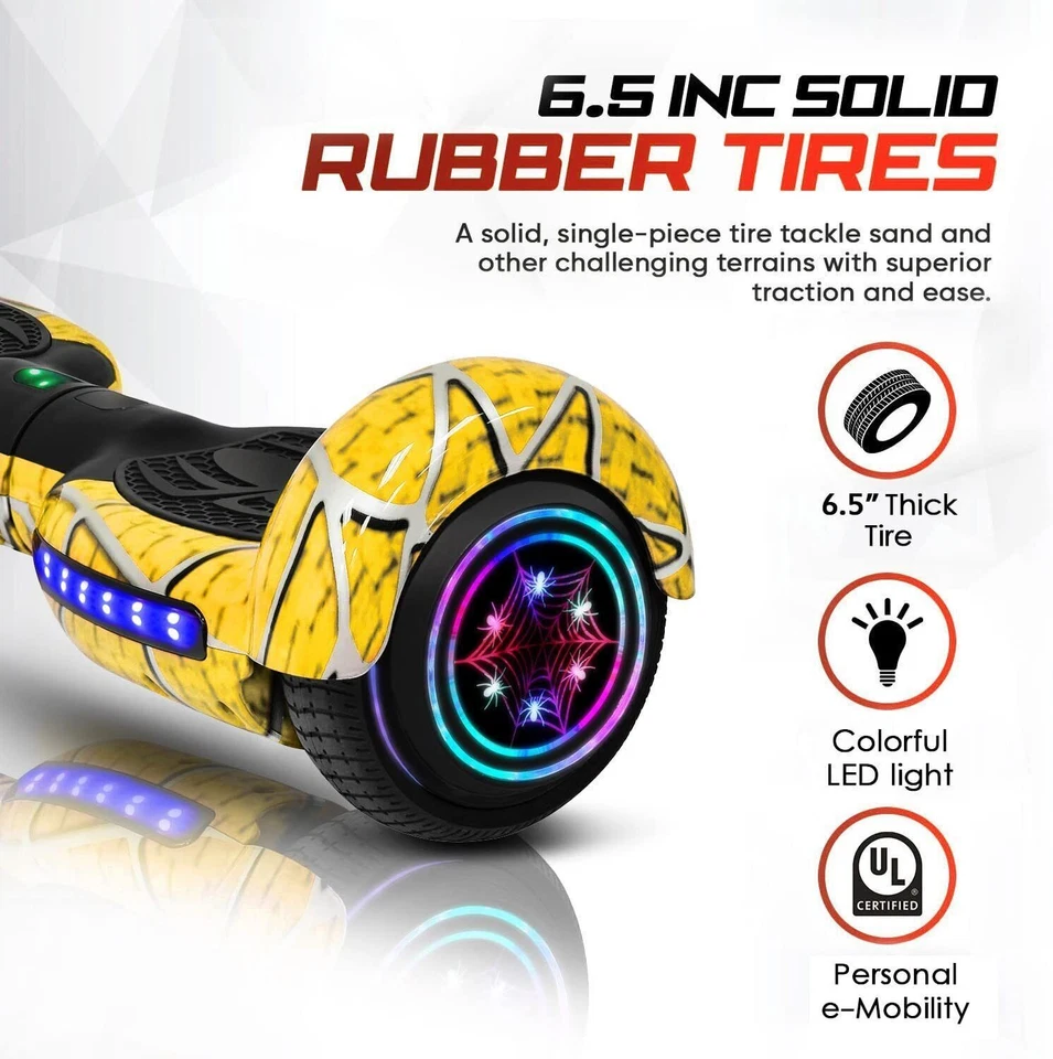 Hoverboard Eléctrico 6.5" Auto Equilibrio Scooter Bluetooth Altavoz LED UL SIN Bolsa Foto 2 de 4