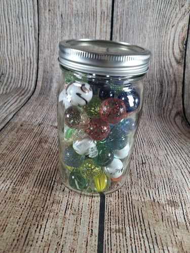Vintage Marbles With Jar - Picture 2 of 7