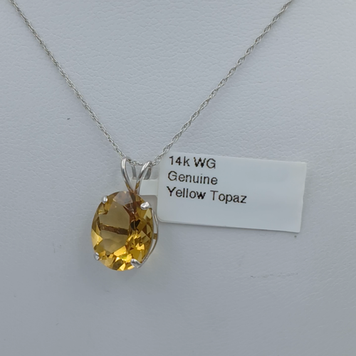 GENUINE 7.15 Cts YELLOW TOPAZ PENDANT 14k WHITE GOLD - Free Appraisal Service - Video 1 of 1