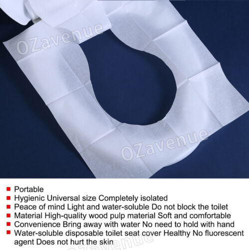 10/30/50/100 Toilet Seat Covers Paper Sanitary Disposable Travel Biodegradable - Picture 3 of 8