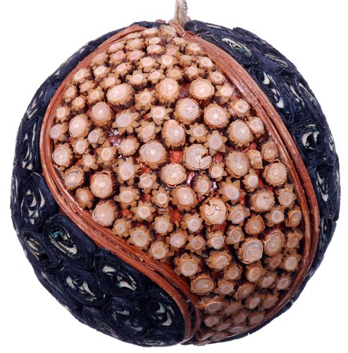 Wood Slice Mosaic Leaf Decorative Ball Ornament Natural Christmas Tree 531a - Bild 4 von 12