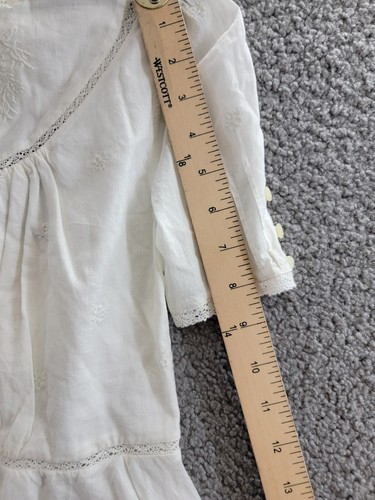 Ralph Lauren Embroidered Voile Top Girls' 10 White Collared Ruffled Button Back - Picture 5 of 19