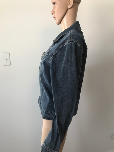 NY Jeans blau Baumwolle & Elasthan Stretch Denim Jeansjacke Mantel Reißverschluss vorne M - Bild 5 von 12