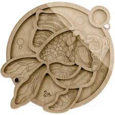 Wood bead organizer tray with lid "Fish"