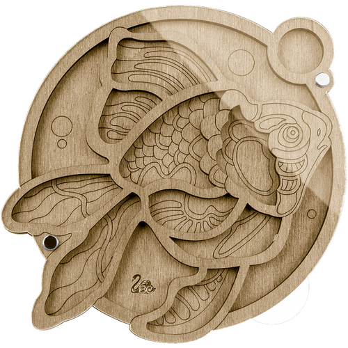 Wood bead organizer tray with lid "Fish" - Picture 1 of 4