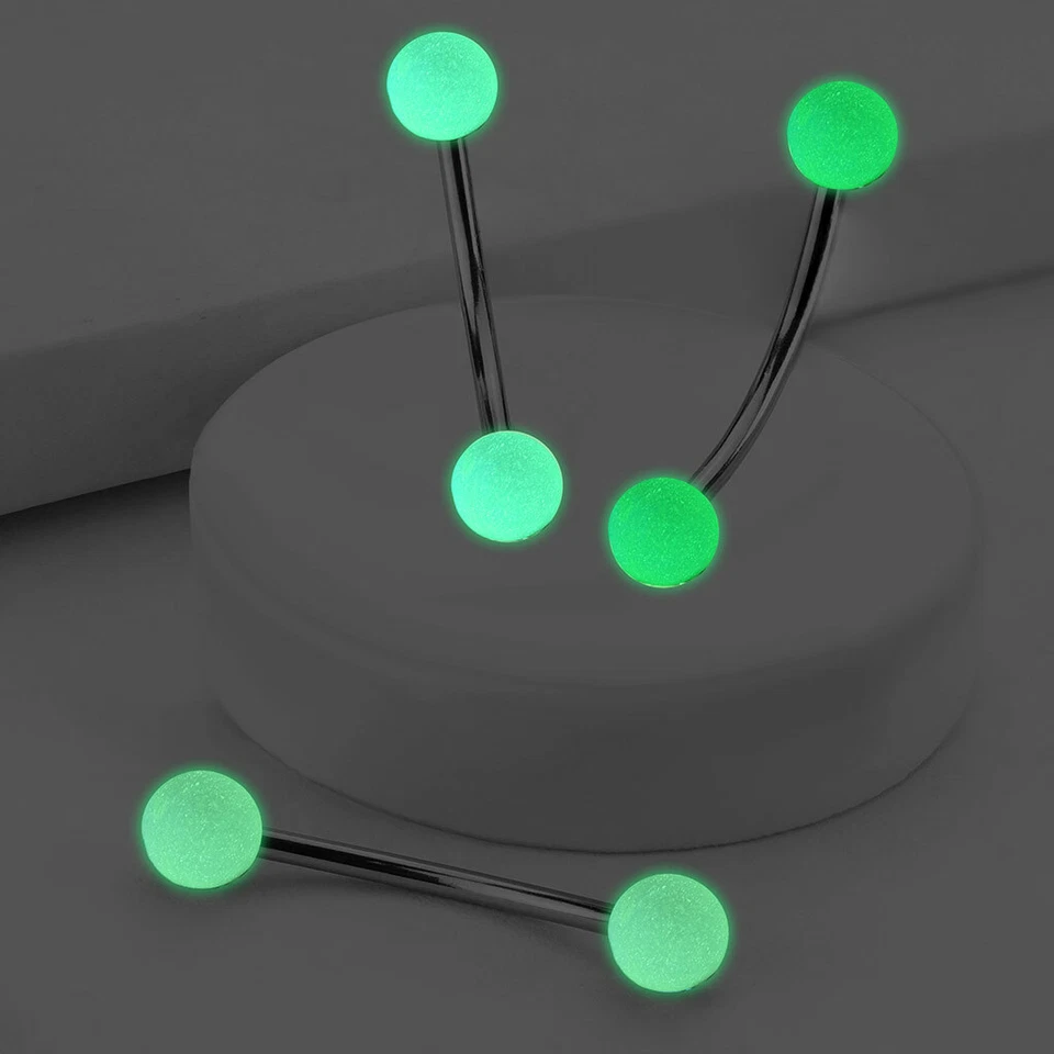 Glow In The Dark Ball Curved Barbell Snake Eye Tongue Piercing 16G 9/16" - Image 3 of 4