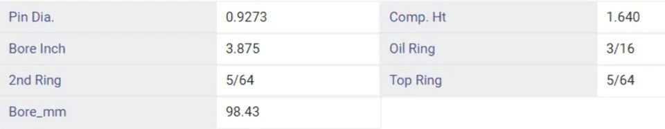 Enginetech P1520 (6) | Pistones con tapa de plato para 66-84 GM/Chevrolet 4,1 L/250 OHV L6 Foto 2 de 4