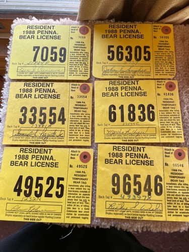 Lot of 16 1982-1989 Pa Pennsylvania Resident Bear Licenses - Picture 7 of 8