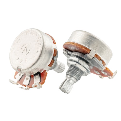 Potenciómetros de guitarra Alpha 4 piezas cinta métrica completa de audio A500K eje dividido - Imagen 3 de 4