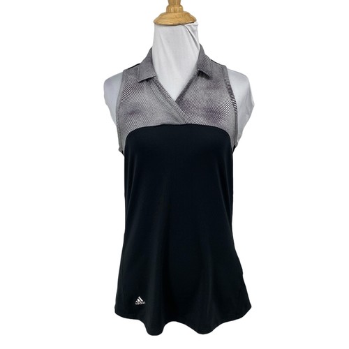 Adidas Poloshirt Damen Small schwarz weiß Climacool Golf ärmellos Performance