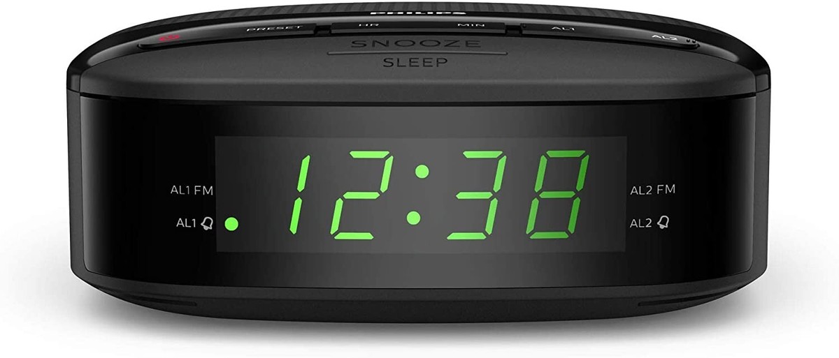 Philips Digital Alarm Clock Radio, FM Radio Alarm Clocks for Bedrooms, Dual  Alarm Clock Radios for Bedroom with Battery Backup, Sleep Timer Function,  Easy Snooze and Large LED Display - Black : Home & Kitchen 