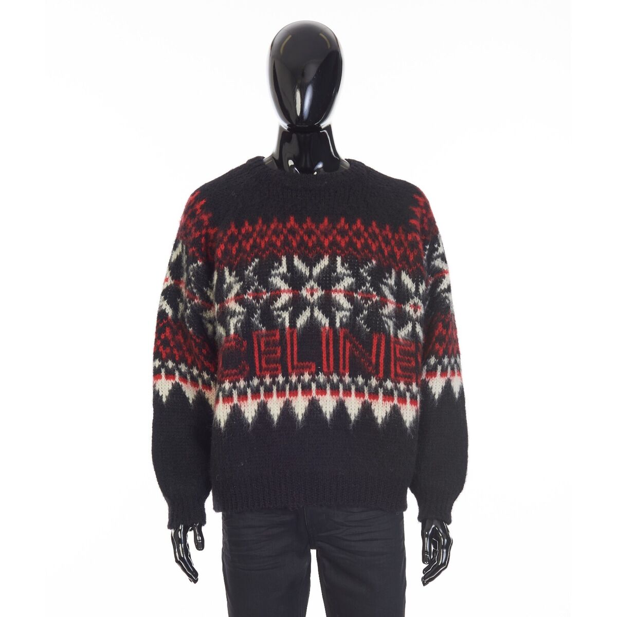 CELINE 1850$ Boxy Crew Neck Sweater - Snowflake Jacquard CELINE 1850$ Boxy Crew Neck Sweater - Snowflake Jacquard