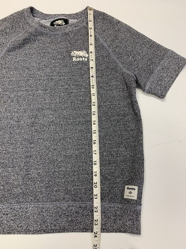 Roots Canada Heather Gray Short Sleeve Crew Neck Logo Sweatshirt Top Size XS - Picture 8 of 13