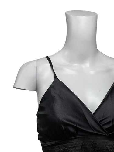 WOMENS Satin Slip Dress Size XS 6-8 Black Handmade Ruffle Back NEW EU34 - Picture 4 of 9