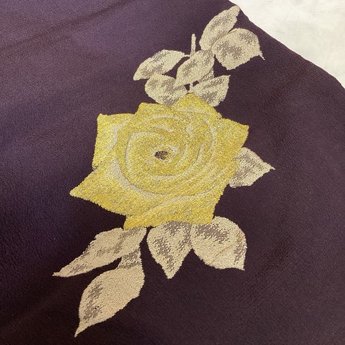 Japanischer Trachten Kimono für Damen lila schöne Rosen elegantes Design - Bild 3 von 8