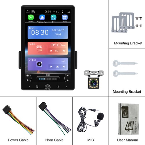 Autoradio GPS Carplay + Fotocamera Singolo 1 DIN Girevole 10,4" Touch Screen - Foto 22 di 22