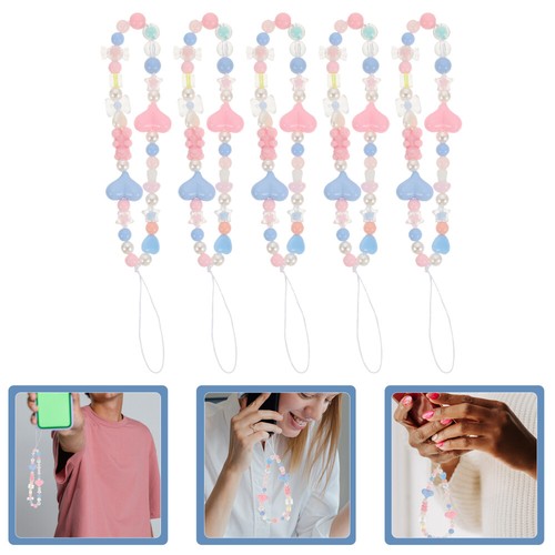 5 Pcs Mobile Phone Lanyard Set Charms Beaded Strap Hanging Wrist - Zdjęcie 11 z 12