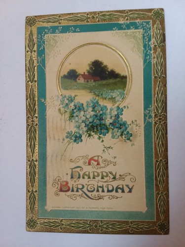 Antique Happy Birthday Post Card 1913 Embossed - Picture 5 of 5