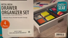 Pen+Gear Metal Mesh Drawer Desk Organizer Set, Black, 4 Pieces #6941471190699