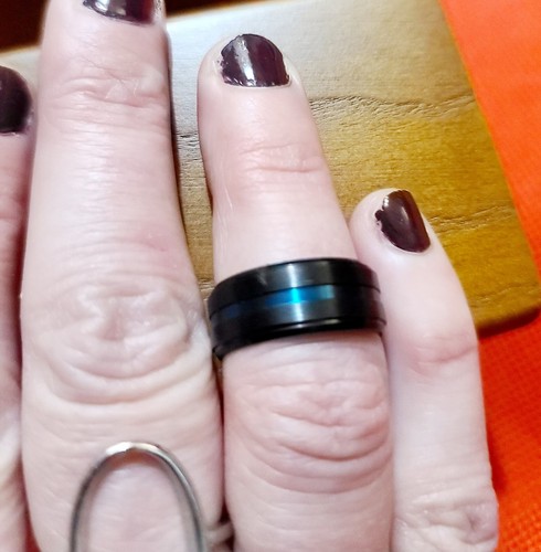 Silver BLK Copper Band RING Sz 7 Choose 1. Stone Or No Crystal Band. - Picture 5 of 16