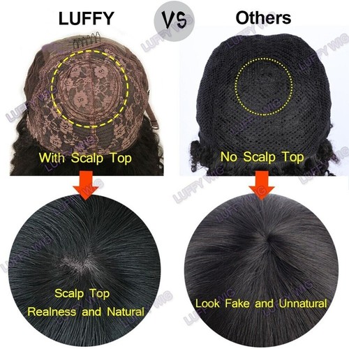 200 Density Yaki Wavy Wig With Bangs Machine Made Scalp Top Wig Human Hair 22In - Picture 7 of 11