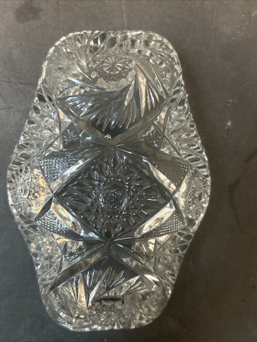 ABP American Brilliant Period Whirling Star Cut Glass Oval Relish & Pickle Dish - Picture 4 of 4