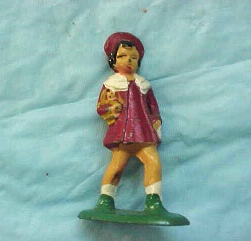 BARCLAY GIRL #617 LEAD TOY IN RED DRESS AND HAT FOR VILLAGES OR TRAINS - Picture 1 of 4