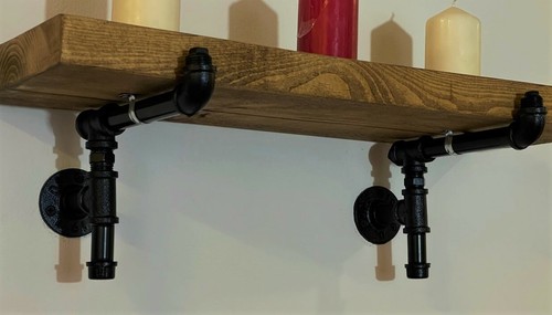 PAIRs OF SHELF PIPE BRACKETS -14 TYPES TO CHOOSE- FOR SHELVING 5-9" -STEAMPUNK - Picture 34 of 40