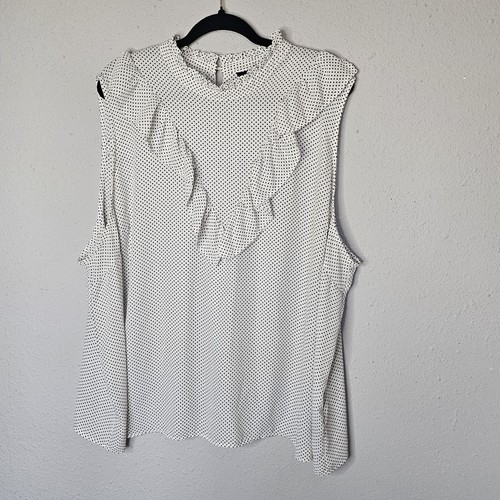 Who What Wear Polka Dot Black White Ruffle Blouse Women Plus Size 4X - Picture 2 of 9