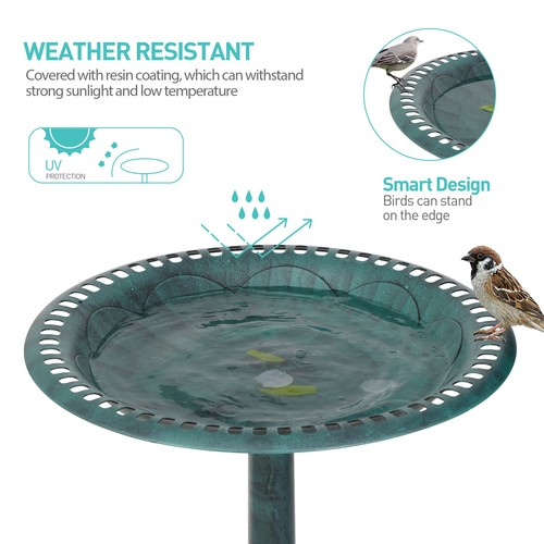 Luxury Bird Bath Garden Decorative Assembled Verdigris Bird Feeder 28" - Picture 10 of 12