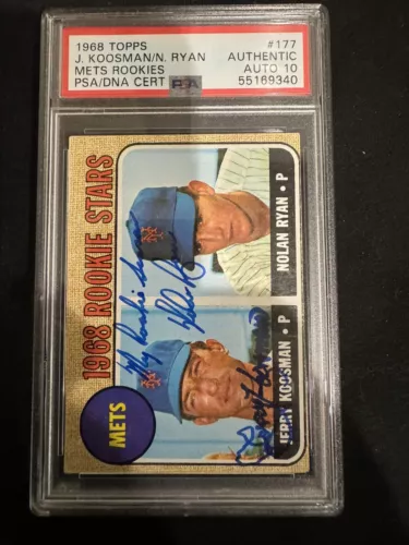 NOLAN RYAN DUAL SIGNED 1968 TOPPS #177 KOOSMAN RC PSA 10 AUTO Rare