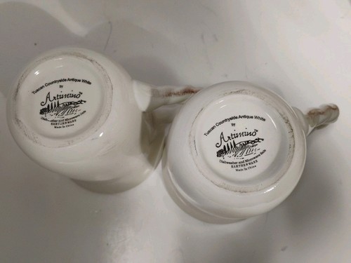 Campo Toscano Artimino Antiguo Blanco (2) 16oz. Tazas de café con borde de cuerda - Imagen 6 de 6
