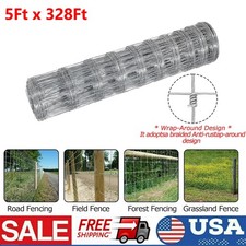 5ft x 328ft Galvanized Field Fence Roll ,Cattle Fence Wire Fencing for Pasture