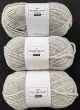 Buttercream Luxe Craft Roving Yarn - Light Grey - 100% Wool - 3 skeins